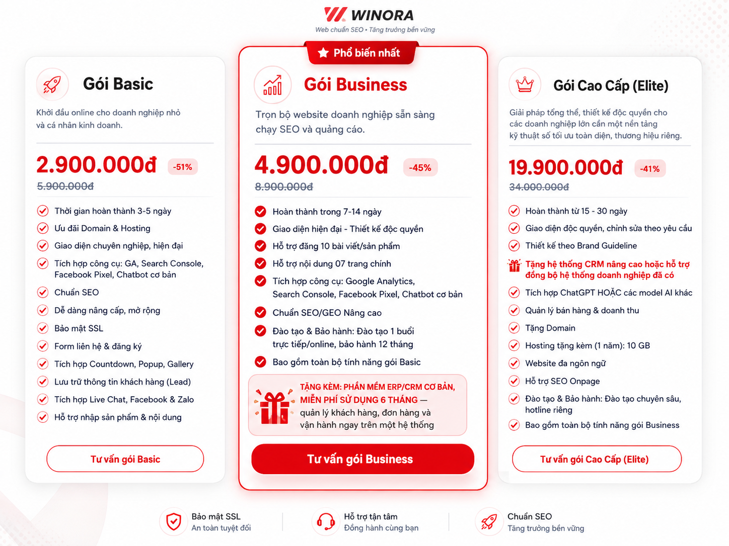 Bảng Giá Gói Business Tặng Phần Mềm Quản lý đi kèm